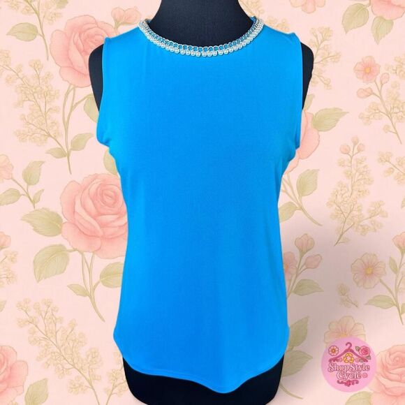 Karl Lagerfeld Paris Pearl Chain Neckline Blouse – Size M | Glam Quiet Luxury - Picture 1 of 8